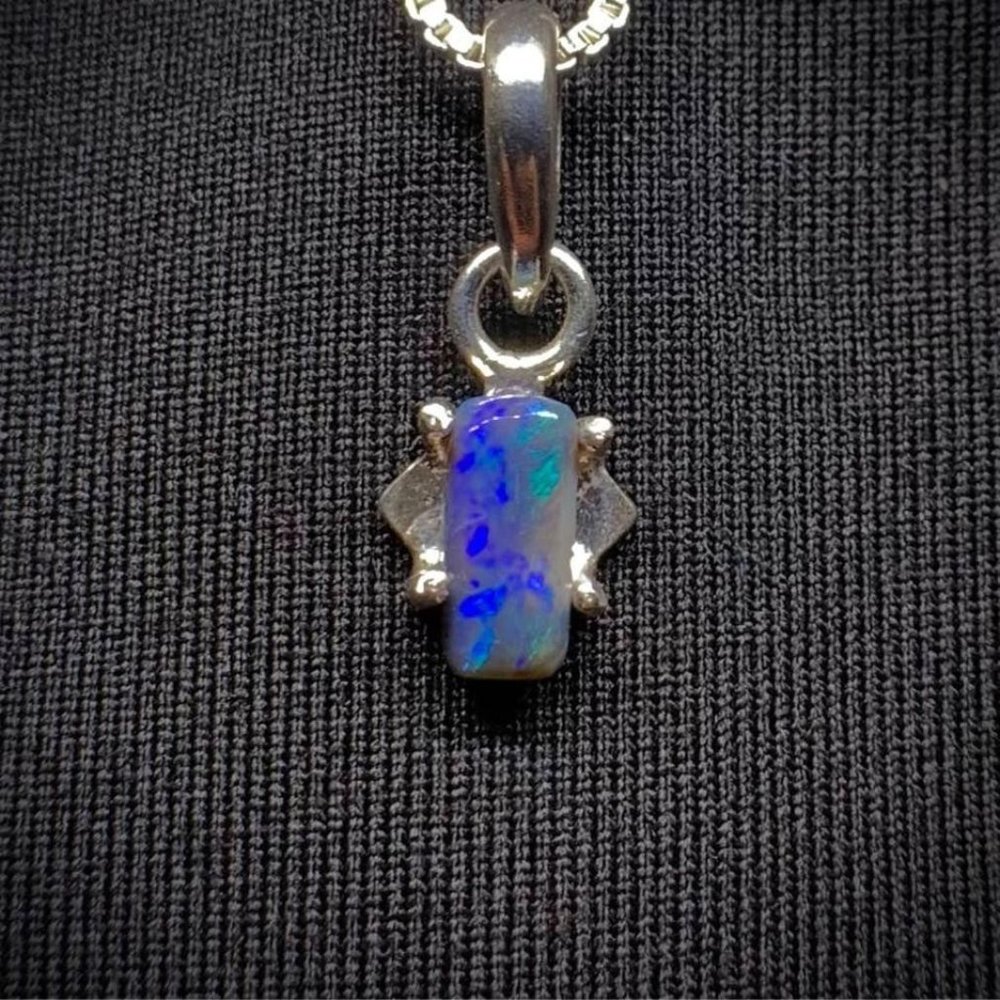 Dark Opal Australian Lightning Ridge Handmade .925 Sterling Silver Necklace